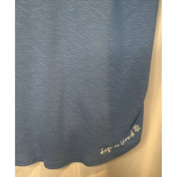 Life Is Good Women’s Blue Ribbed Crewneck Long Sleeve Knit Pocket Shirt Top XL - Picture 3 of 8